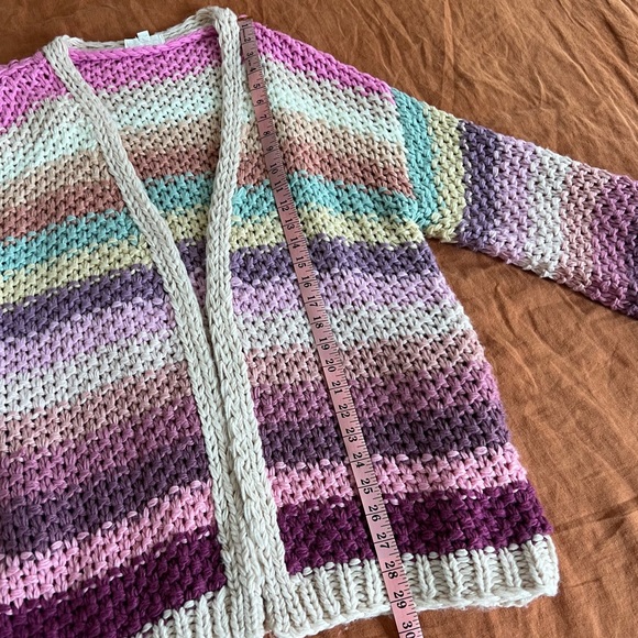 Rainbow Striped Chunky Knitted Cardigan - Picture 10 of 12